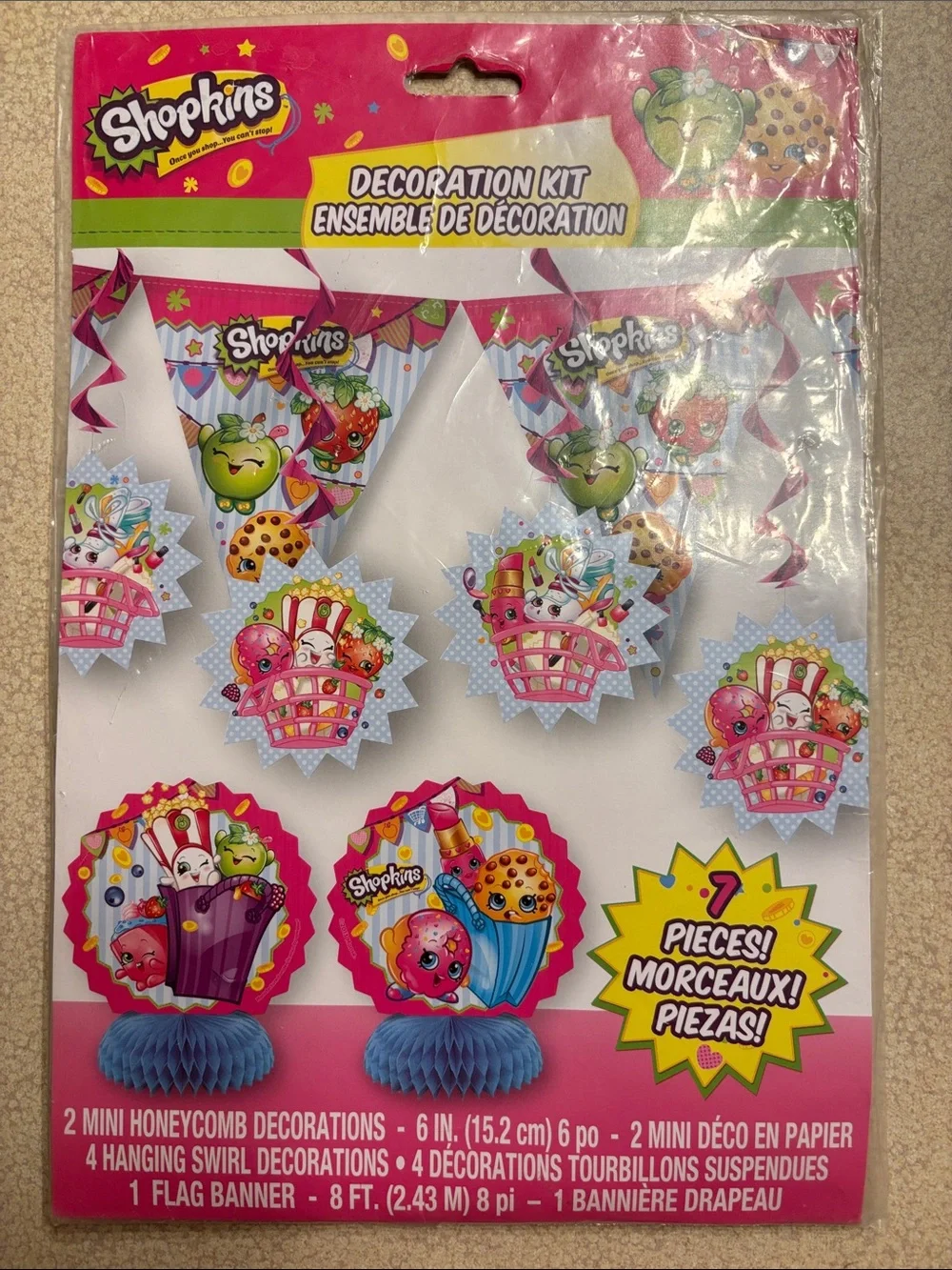 Shopkins Pink Party Decorations and Invitations- 5 packs assortment